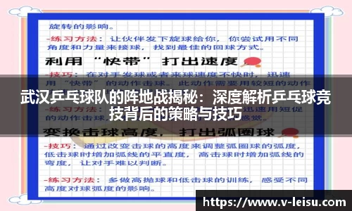 武汉乒乓球队的阵地战揭秘：深度解析乒乓球竞技背后的策略与技巧